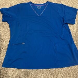 Healing Hands Royal Blue V-Neck Scrub Top